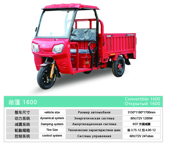 Convertible 1600 Electric Cargo Tricycle