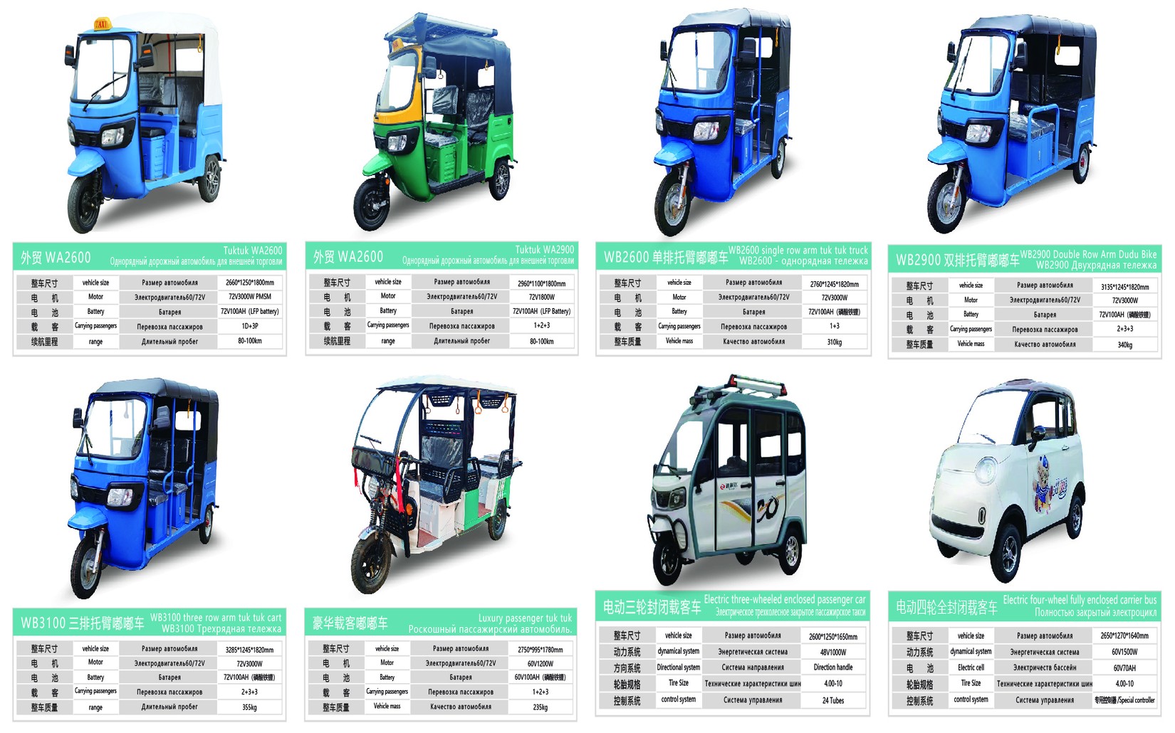 Electric passenger and cargo vehicle product line